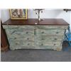 Image 1 : Painted Distressed Wood Chest Of Drawers