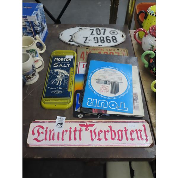 Lot of Vintage Tin Signage and License Plates