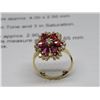 Image 3 : 14K YG Ruby and Diamond Ring w/6 Marquise Cut Rubies and One Round