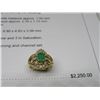 Image 2 : 14K YG Diamond and Emerald Ring w/28 Round Cut Diamonds and 18