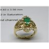 Image 4 : 14K YG Diamond and Emerald Ring w/28 Round Cut Diamonds and 18