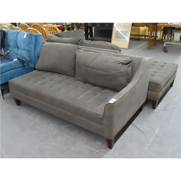 Grey Button Tufted Fabric 2 Pc. Pit Group Sofa