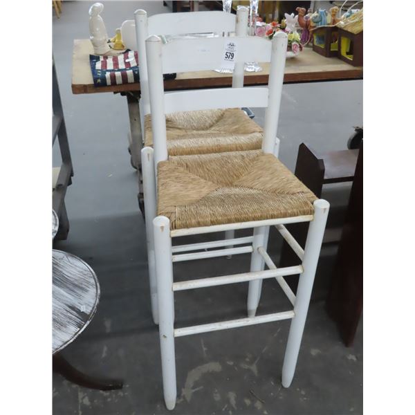 White Rush Seat Pub Stools (2)