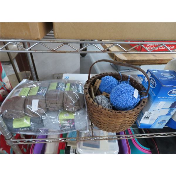 Shelf of Knitting Yarn, Portable Water Dispenser