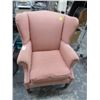 Image 1 : Red Plaid Cloth Wingback Chair and Patio Chair