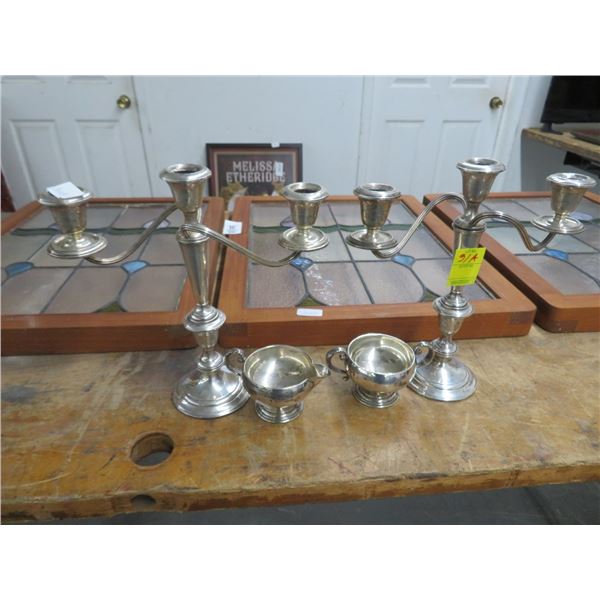 Gorham Silver Candelabras & Sugar -Creamer 10.8oz