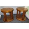Image 1 : Qty 2 Oval Wooden End Tables T540-6 27" x 25" x 27"H