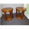 Image 2 : Qty 2 Oval Wooden End Tables T540-6 27" x 25" x 27"H