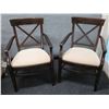 Image 1 : Qty 2 Pottery Barn Wooden Armchairs w/ Upholstered Seats 23"x16"x35"H