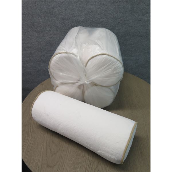 Qty 4 Cylinder Bolster Pillows w/ Removable Zippered Covers 9  Dia, 21 H