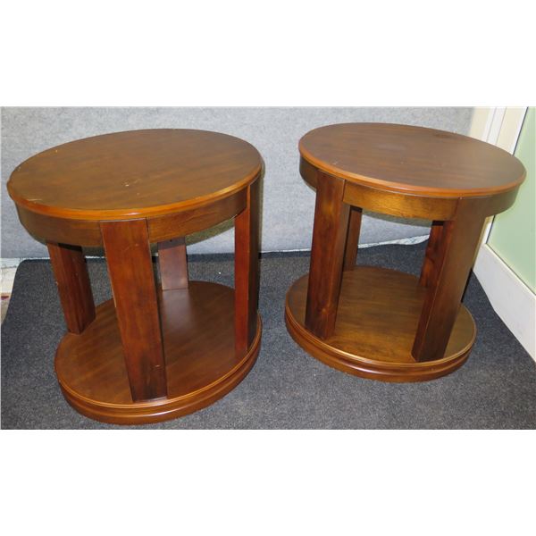 Qty 2 Oval Wooden End Tables T540-6 27 x25 x27 H