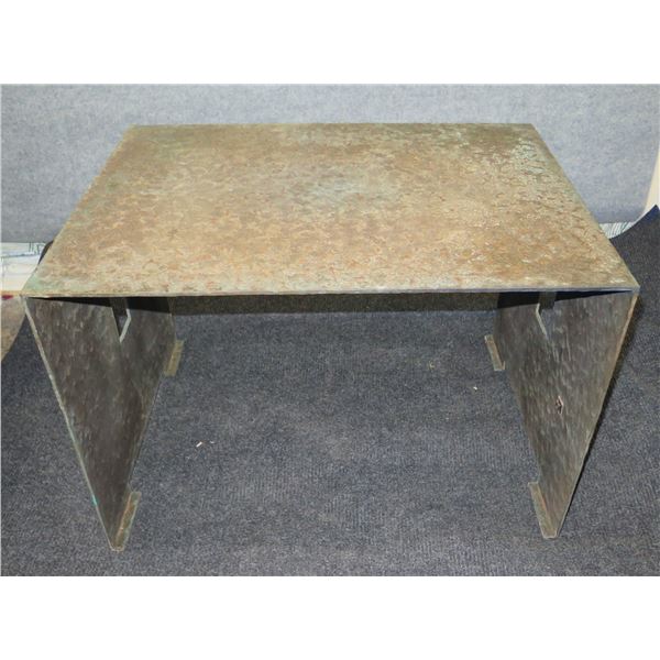 Metal Side Table, Hammered Design 32  x 24  x 22 H