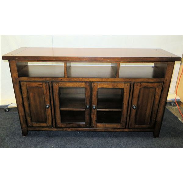 Wooden Sideboard W Shelving And Cabinets 62 X 17 X 36 H Wooden sideboard w shelving and cabinets 62 x 17 x 36 h