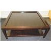 Image 1 : Bernhardt Furniture Co. 322-011B Wooden Square Cocktail Table w/ Undershelf 48"x48"x20"H (wobbles)