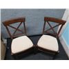 Image 3 : Qty 2 Pottery Barn Wooden Chairs w/ Upholstered Seats