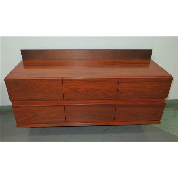 Wooden Dresser w/ 6 Drawers & Backsplash 53 x19 x26 H