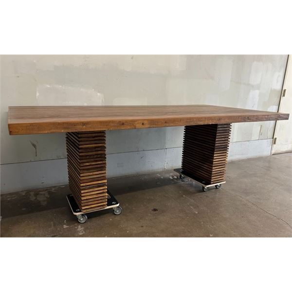 Large Hardwood Table 92  x 45  x 2.5  Thick (Two Bases are Not Attached)