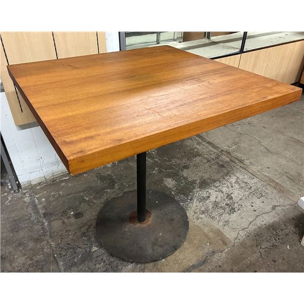 Teak Counter-Height Table w/ Metal Base 36  x 36  x 36 H