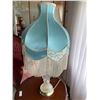 Image 1 : Victorian Crystal Lamp with Blue Shade 36 t x 17 w