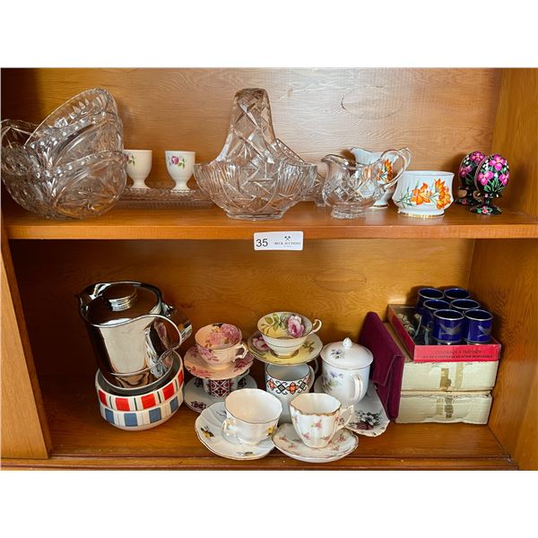 Tea Cup, Crystal, and Small Knick Knacks Collection