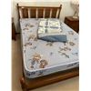 Image 1 : Light Maple Wood Bedframe with Double Mattress and Box Spring