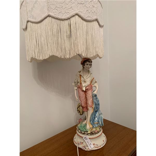 Vintage Hobo Lamp with White Lamp Shade - 34.5T