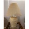 Image 1 : Pair Vintage Cream Lamps WIth Pleated Lampshades