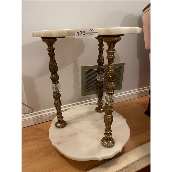 Empire Style Granite & Brass Side Table18D x 23T