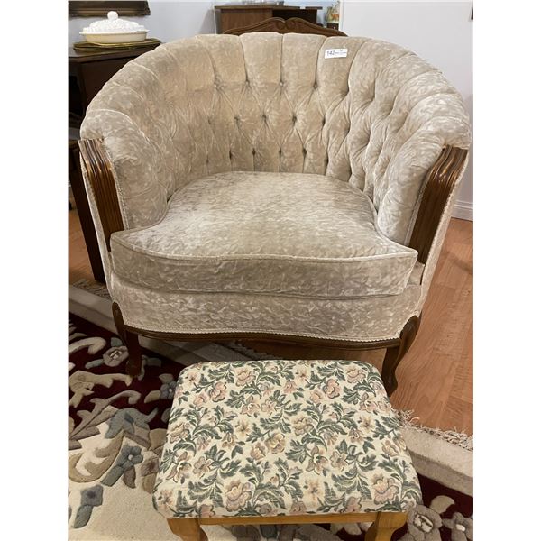 Vintage Armchair & Footstool 33W x 26D x 32T