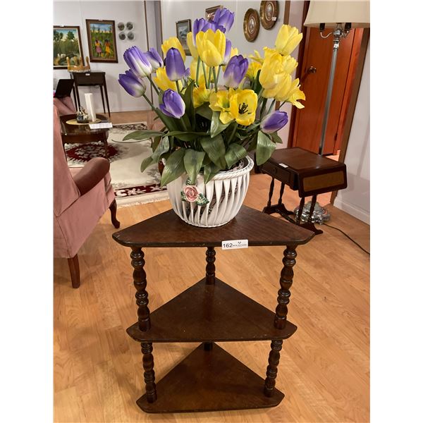 Corner Shelf With Silk Tulips Plant