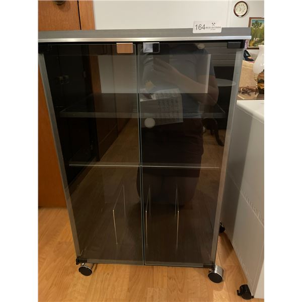 Record Storage WIth Glass Doors On Castors