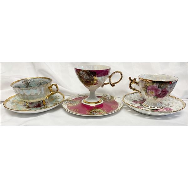 THREE Tea Cups and Saucers