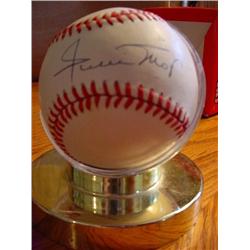 Autograped Baseball In Case On Stand