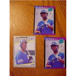 3 Ken Griffey Jr. Cards-2 Rookie Rated