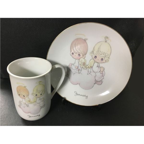 Precious Moments January Tea Cup and January Plate