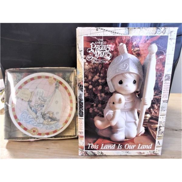 Precious Moments , Christopher Columbus Figurine and Plate