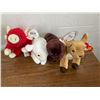 Image 3 : TY Beanie Baby - FOUR  Fleece, Whisper, Runner and Snort