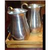 Image 2 : Qty 2 Metal Pitchers w/ Wooden Rectangular Tray