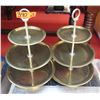 Image 1 : Qty 2 Three-Tier Round Metal Serving Dishes