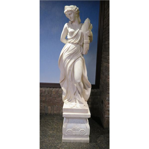 Greco-Roman Statue, Goddess of the Harvest, on Base, Solid Marble 17  x 17  x 85 H