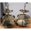 Image 1 : Qty 2 Three-Tier Round Metal Serving Dishes