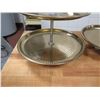 Image 2 : Qty 2 Three-Tier Round Metal Serving Dishes