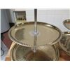 Image 3 : Qty 2 Three-Tier Round Metal Serving Dishes