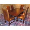 Image 1 : Wooden Dining Table 48" x 90"  & 6 Upholstered Chairs 46"H