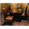 Image 1 : Wooden Dining Table 48" x 72"  & 6 Upholstered Chairs 46"H