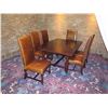 Image 2 : Wooden Dining Table 48" x 72"  & 6 Upholstered Chairs 46"H