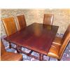 Image 3 : Wooden Dining Table 48" x 72"  & 6 Upholstered Chairs 46"H