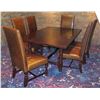 Image 1 : Wooden Rectangle Table 48"x72"  & 6 Upholstered Chairs 46"H