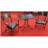 Image 1 : Metal Table w/ Pedestal Base 36"x24" & 2 Upholstered Chairs 36"H