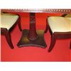 Image 3 : Wooden Table w/ Pedestal Base 36"x36"x30"H & 2 Wooden Upholstered Chairs 38"H